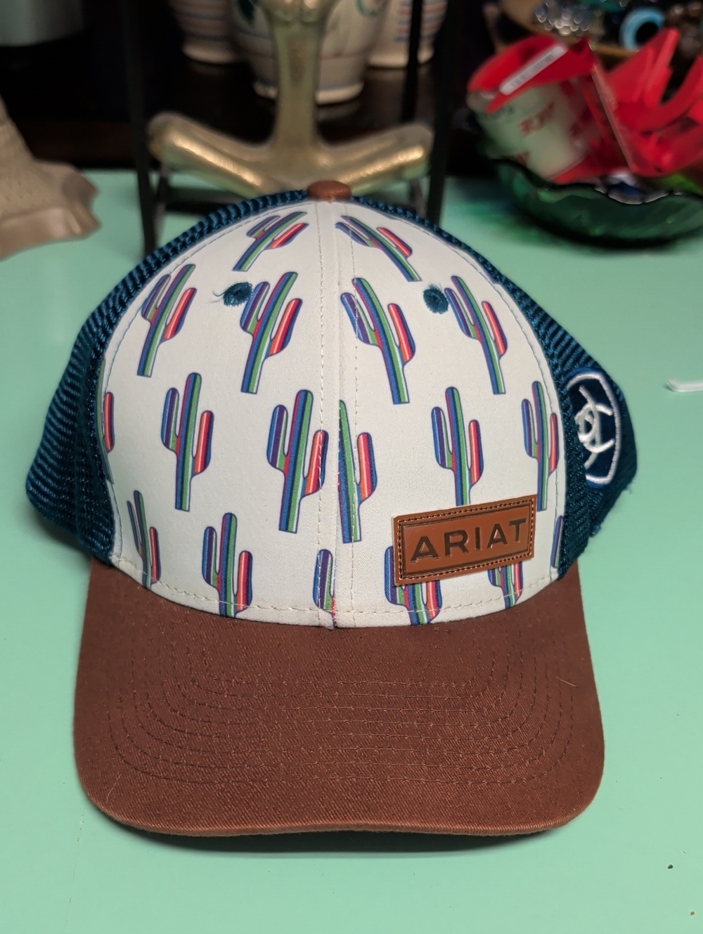 Ariat Multicolor Cactus Trucker Hat - Navy & Brown